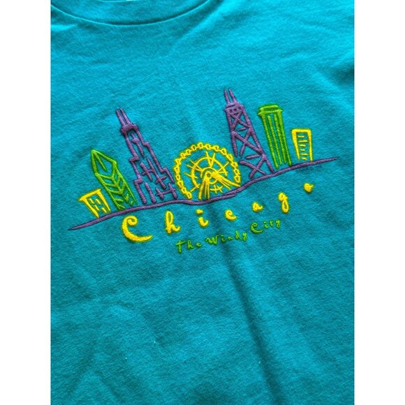 Anvil Pre Shrunk 90s 80's Chicago T-Shirt Made In USA Crew Neck Women Medium VTG - Picture 6 of 8